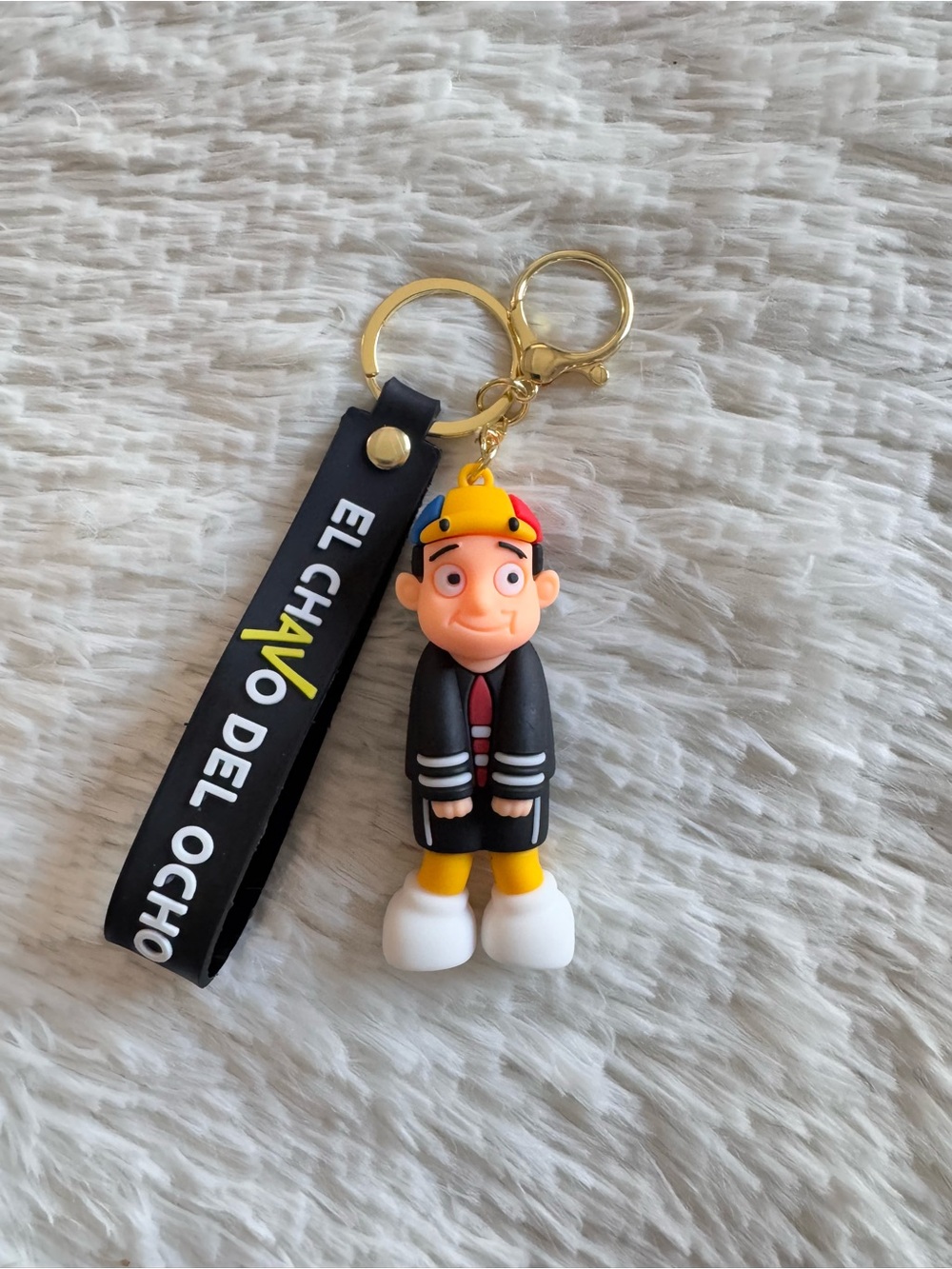 Kiko from El Chavo del Ocho Keychain bag charm- black strap